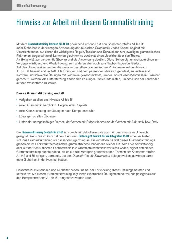 Grammatiktraining Deutsch für A1-B1