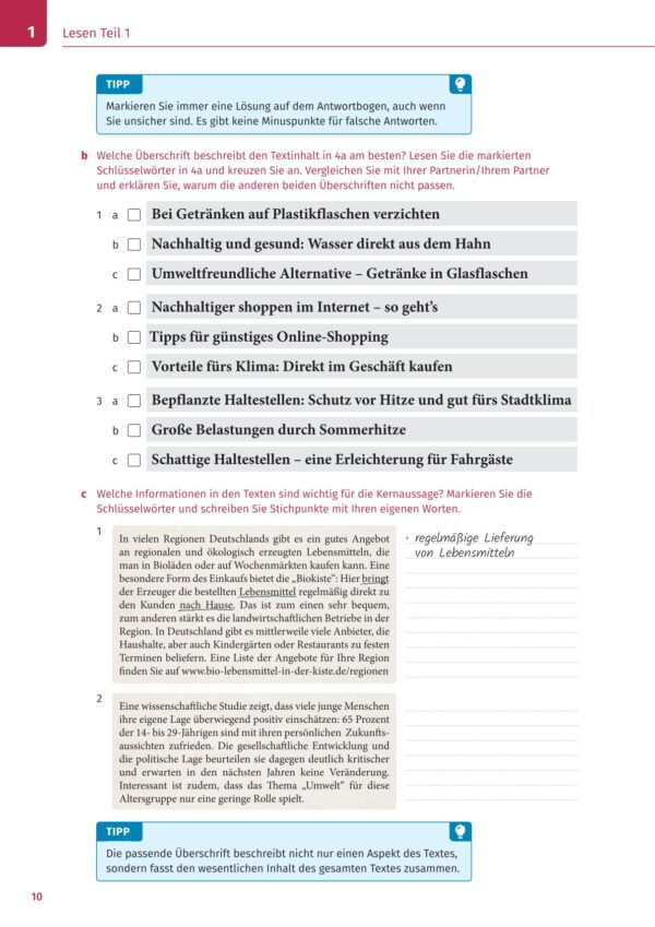 Prüfungstraining Zertifikat Deutsch / telc Deutsch B1